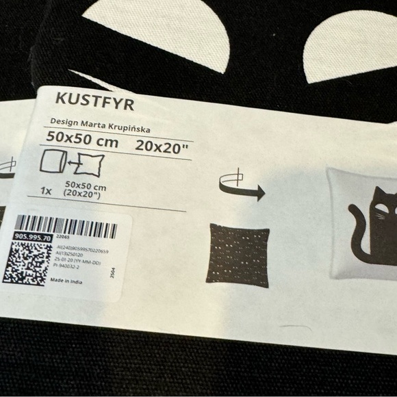 IKEA Set of 2 Halloween Black Cat Pillow Covers - Picture 2 of 3